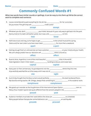 Commonly Confused Words #1